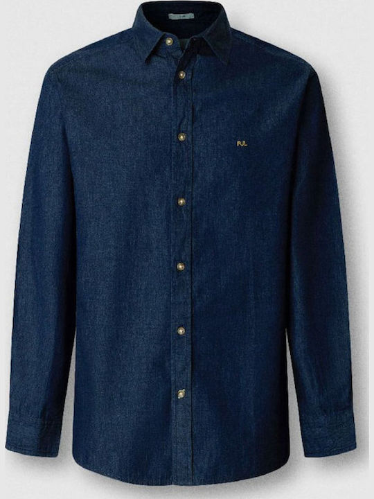 Cămașă Denim Mânecă Lungă În Linie Îngustă