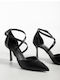Pantofi Cu Toc Stiletto Cu Baretă Negri X27-069-0775 D-Negru