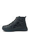 Leder Damen Stiefeletten Schwarz