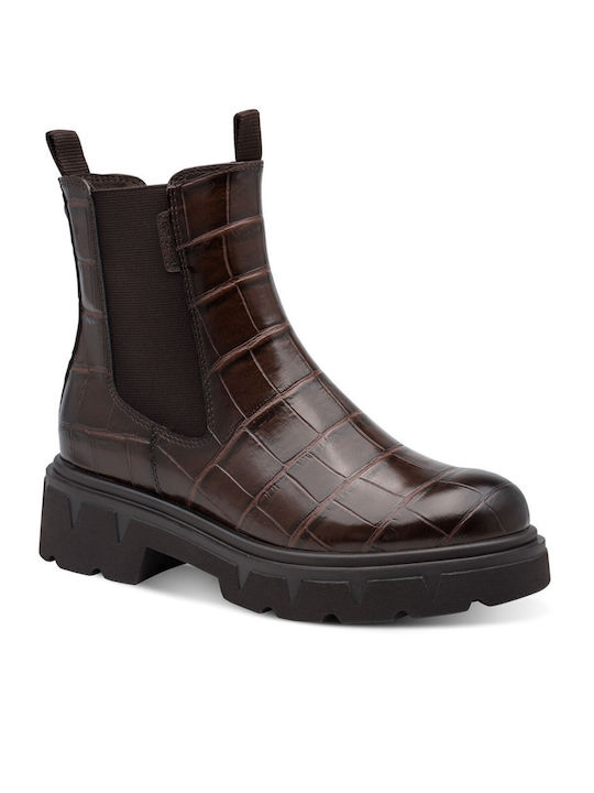 Chelsea-Stiefel Damen Braun mit Pelz