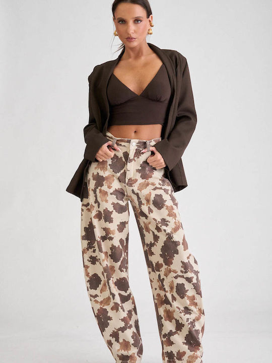 Damen Jeans Hosen Beiges Mit Rissen