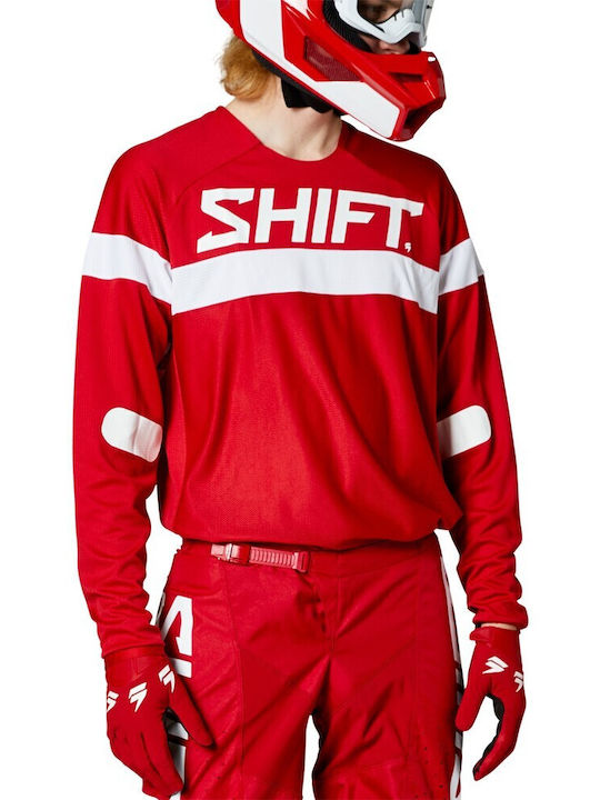 Shift White Label Haut Pentru Bărbați Tricou Motocross Mânecă Lungă Roșu