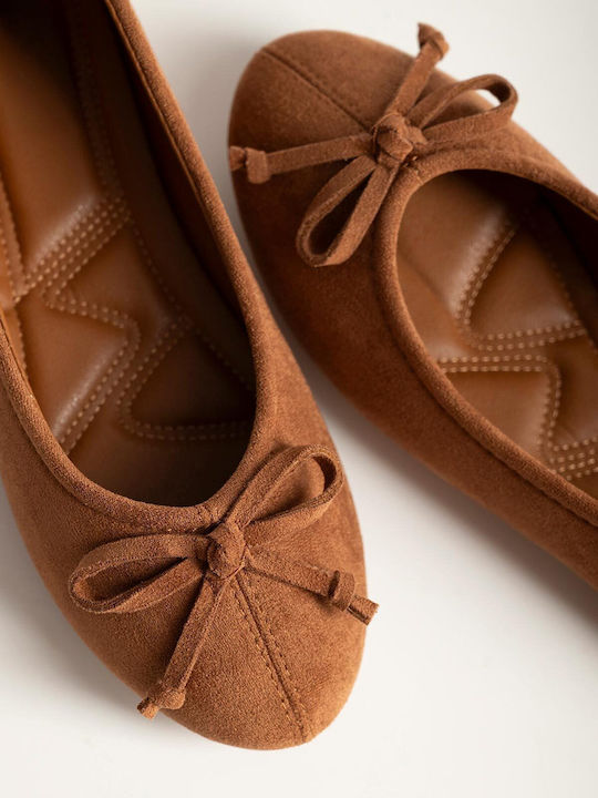 Bozikis Wildleder Damen Ballerinas Kamelfarben