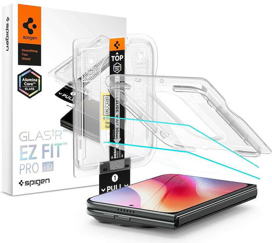 Tempered Glass iPhone Duo Spigen Glas.tr Ez Fit Pro HD Aluminacore Устойчиво Антидраскотно Стъкло За Защита На Външния Екран 2 Бройки Clear Agl12013