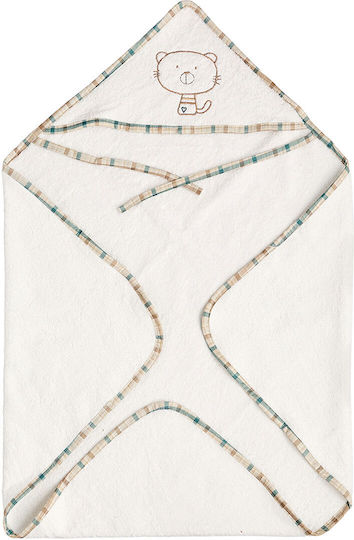 O Kosmos tou Morou Baby Bath Towel Hooded Ecru 75x75cm