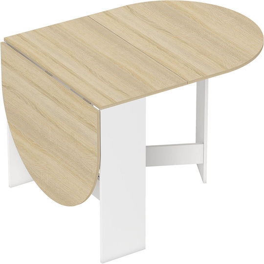 Oval Dining Table Collapsible Wooden with Metal Frame 163x80x75cm