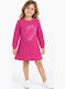 Girls Sweatshirt Dress Long Sleeve Fuchsia