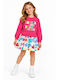 Girls Sweatshirt Dress Long Sleeve Floral Fuchsia 8236W26-Fuchsia