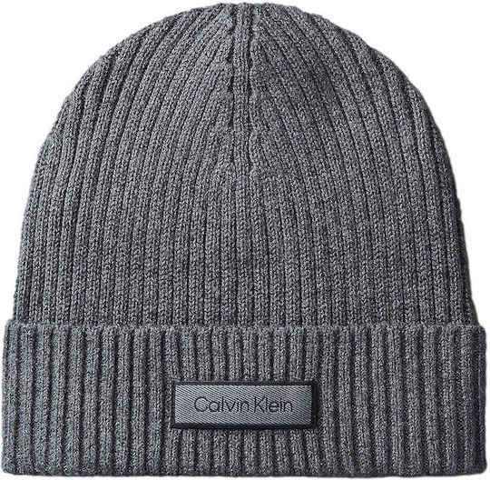 Patch Beanie Mützen für Männer mit Rib Strick in Grau
