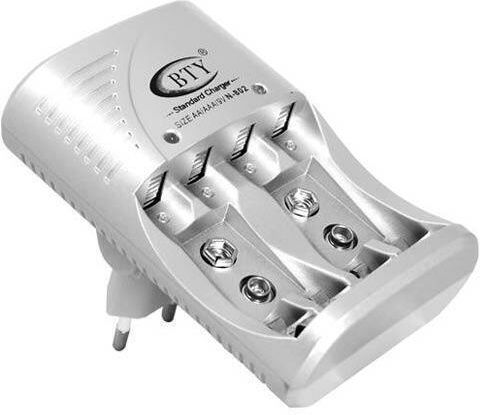 BTY LXB350 Φορτιστής 4 Μπαταριών Μεγέθους AA/AAA/9V σε Λευκό χρώμα