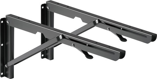 Brateck Foldable Shelf Bracket from Stainless Steel in Black Colour 396x167mm WAS01-1