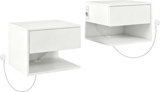 Wooden White Bedside Tables 2 Pieces 40x35x30cm