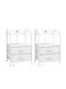 Bedside Tables Wooden with Metal Legs White 2 Pieces 40x30x60cm