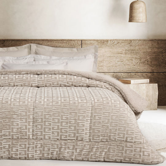 Das Home Комбинирано Одеяло с Пълнеж Hollowfiber Единично 160x220см Sherpa Тауп 12 togs