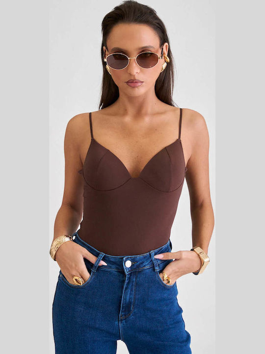 Damen-Bodysuit mit Unterstützung Braun Dunkel