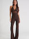 Damen Jumpsuit Braun Dunkel