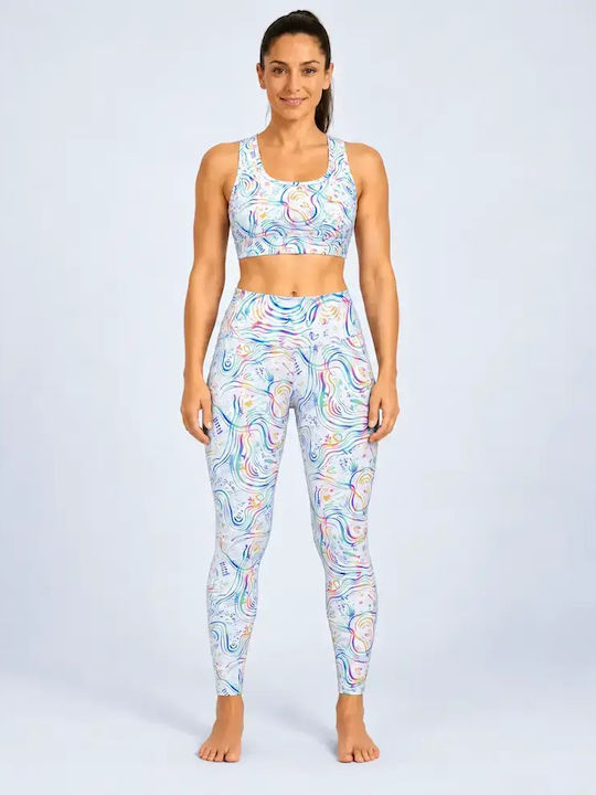 Training Women's Set with Full-Length High Waist Leggings Rainbow Light