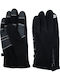 Schwarze Fleece Handschuhe mit Pelz