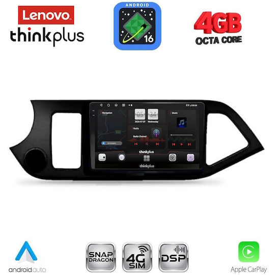 Lenovo Автомобилна Аудио Система за Kia Picanto 2011-2017 (Bluetooth/USB/Вграден Wi-Fi/GPS/Apple CarPlay/Android Auto) с Touch Screen 9"