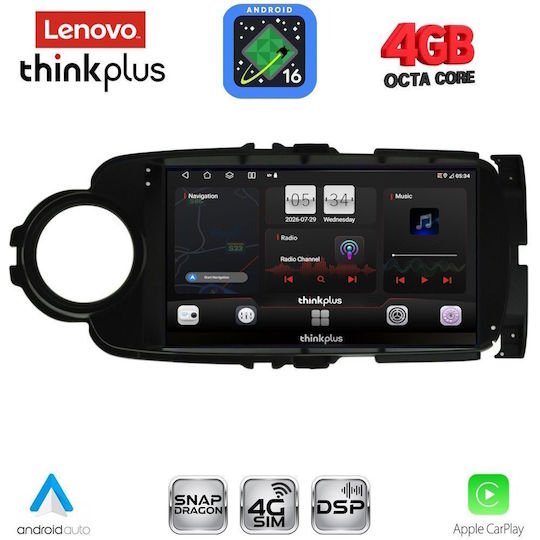 Lenovo Автомобилна Аудио Система за Toyota Yaris 2011-2015 (Bluetooth/USB/Вграден Wi-Fi/GPS/Apple CarPlay/Android Auto) с Touch Screen 9"