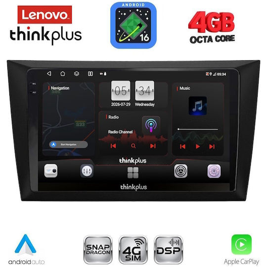 Lenovo Автомобилна Аудио Система за Volkswagen Golf 2009-2012 с Clima (Bluetooth/USB/Вграден Wi-Fi/GPS/Apple CarPlay/Android Auto) с Touch Screen 9"