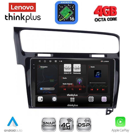 Lenovo Автомобилна Аудио Система За Volkswagen Golf 2013-2020 С Clima (Bluetooth/USB/Wi-Fi/GPS/Apple CarPlay/Android Auto) С Touch Screen 10"