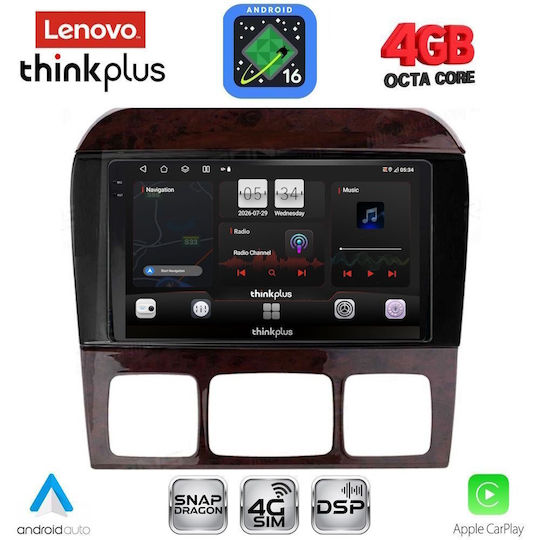 Lenovo Автомобилна Аудио Система за Mercedes-Benz S Class 1998-2005 (Bluetooth/USB/Вграден Wi-Fi/GPS/Apple CarPlay/Android Auto) с Touch Screen 9"