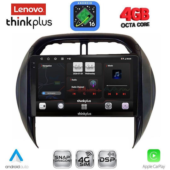 Lenovo Автомобилна Аудио Система за Toyota RAV 4 2000-2006 с Clima (Bluetooth/USB/WiFi/GPS/Apple CarPlay/Android Auto) с Touch Screen 9"