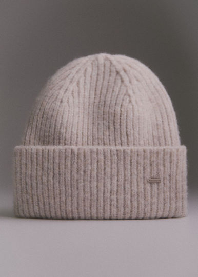 Beanie Unisex Σκούφος Πλεκτός σε Μπεζ χρώμα