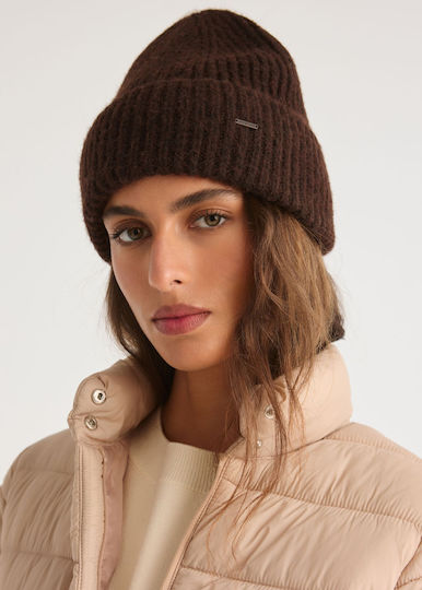 Beanie Unisex Σκούφος Πλεκτός σε Καφέ χρώμα