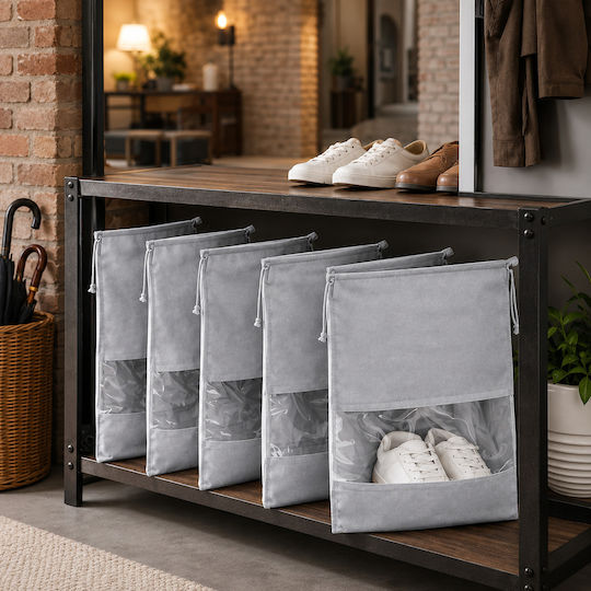 Alas Home Текстилна Чанта за Съхранение на Обувки в Сив Цвят 31x45cm 5бр