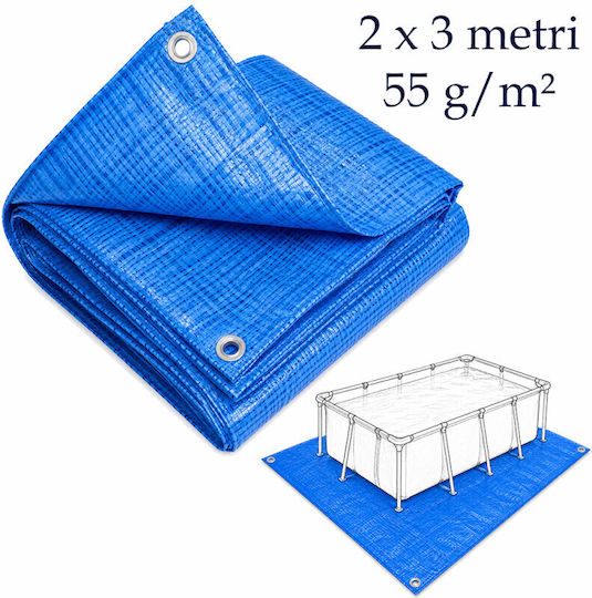 Prelată de protecție pentru piscină 2x3 m 55 g/mp impermeabilă rezistentă la UV și intemperii
