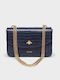 Lyra Gestrickte Damen-Schultertasche Croco Blue