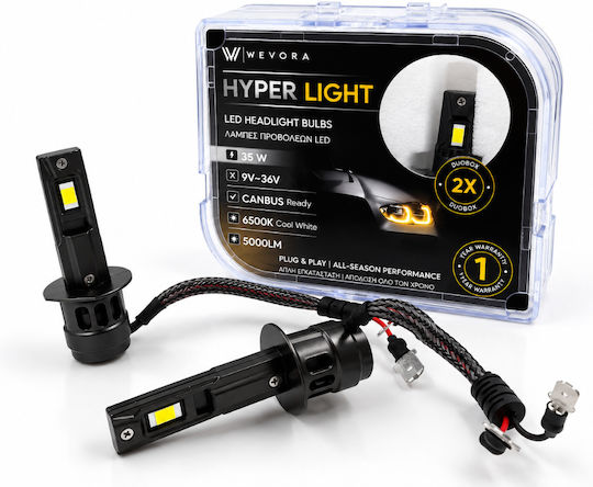 Wevora Autolampen H1 Canbus LED 6500K Kaltes Weiß 35W Menge
