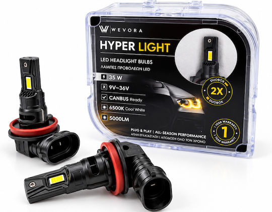 Wevora Autolampen H11 Canbus LED 6500K Kaltes Weiß 35W Menge