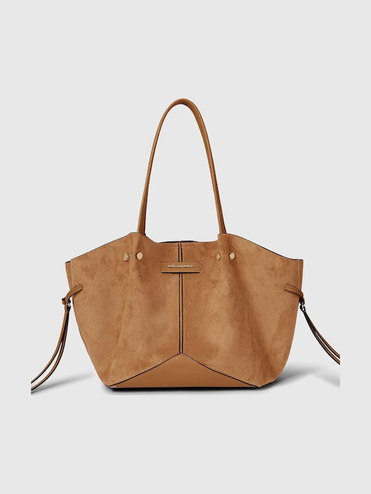 Karl Lagerfeld Pierced Women's Suede Tan Tote Bag