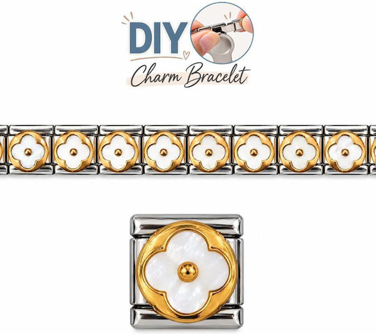 Edelstahl Schmuckherstellungsmaterialien Diy Armband Weißes Muster Goldener Kreis