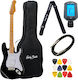 Harley Benton St-62mn Bk Set Elektrische Gitarre