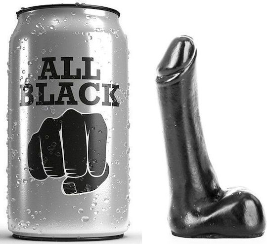 All Black Realistischer Dildo mit Saugnapf Schwarz 9 cm