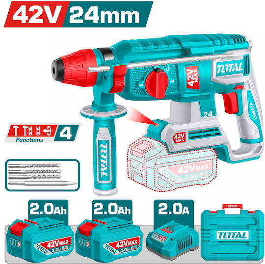 Total N/A Акумулаторен перфоратор Безчетков 42V 2x2Ah с SDS Plus патронник