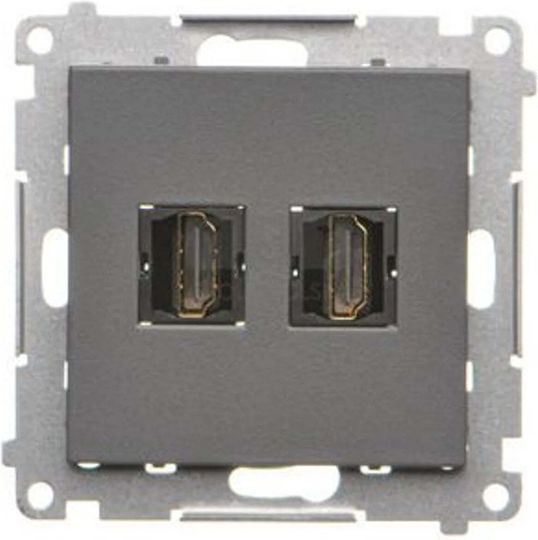 Simon 55 Modul Prize Dual HDMI Gri Mat Tghdmi2.01/116