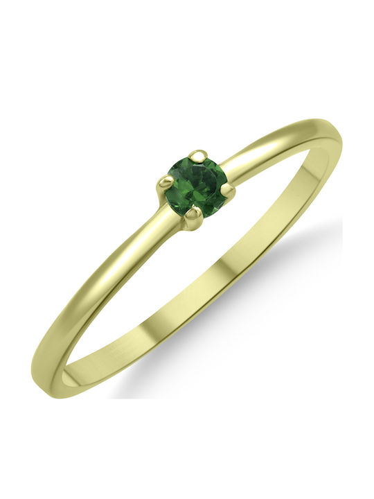 Ortaxidis Single Stone Ring From 14K Gold With Zircon Ortaxidis Single Stone Ring From 14K Gold With Zircon