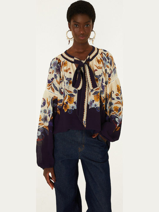 Women's Blouse Long Sleeve with V-Neckline Multicolour