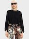 Bluza Damă Crop Top Drapată Black