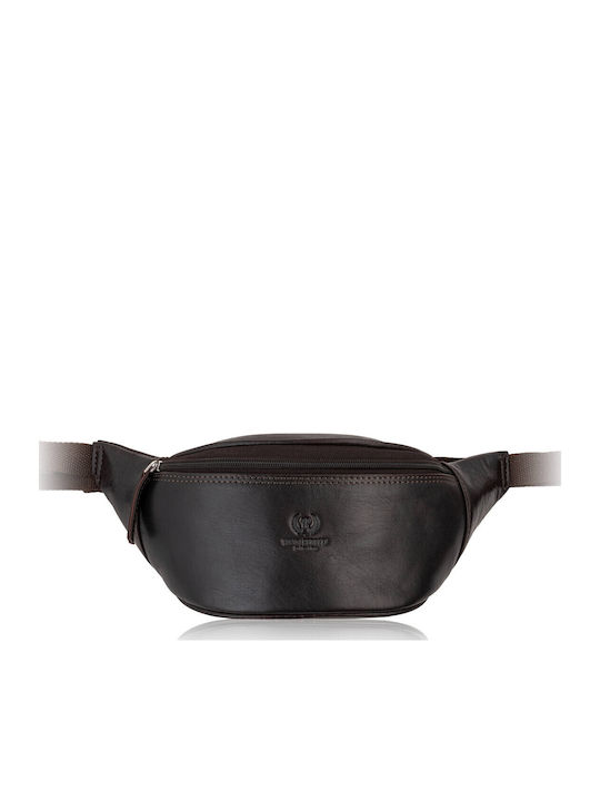 Ανδρικό Δερμάτινο Τσαντάκι Ζώνης Καφέ
