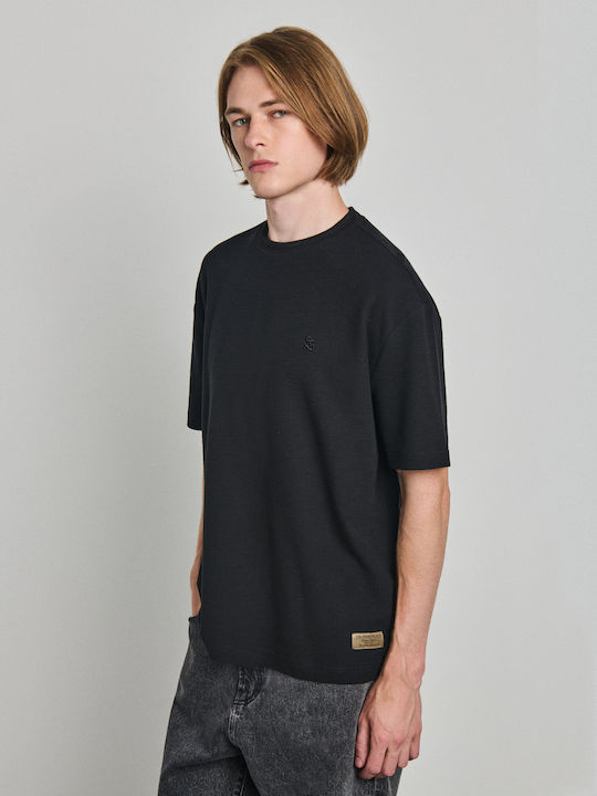 Kurzarm Herrenbluse Schwarz