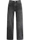 Celestino Damen Jeans Wide Bein Strass Lose Passform Dunkelgrau