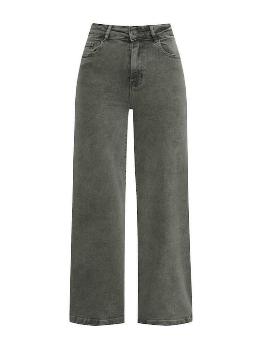 Celestino Blugi Damă Bumbac Wide Leg Lejer Fit Kaki