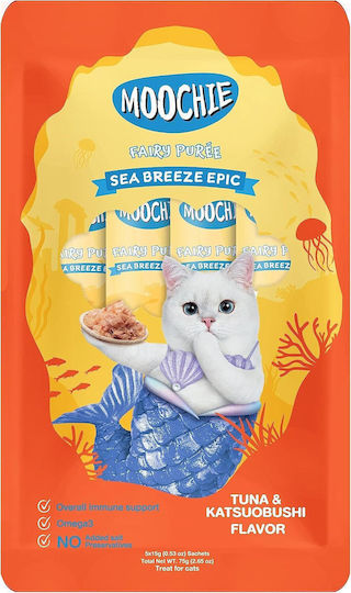 Moochie Moochie Nasses Katzenfutter mit Thunfisch, Fisch und Lachs 5x15g