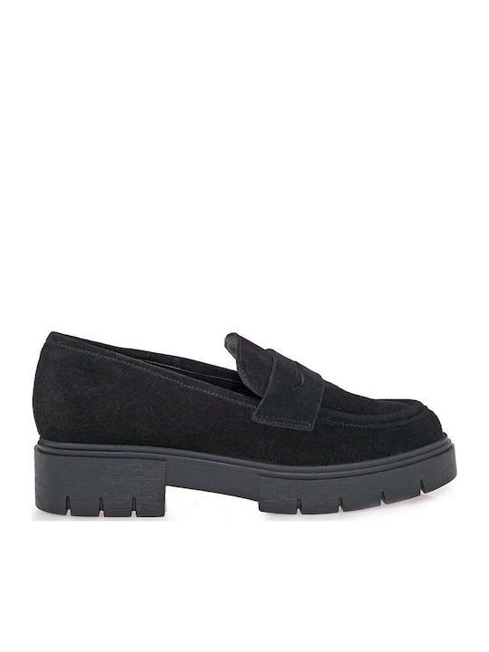 Leather Women's Loafers In Black Colour